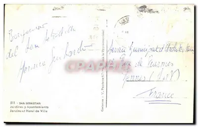 San Sebastián — Gärten und Rathaus — Verlag V. Pradera n° 511 — Rückseite