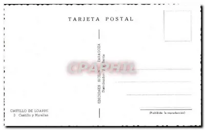 Castelo de Loarre — ruínas sobre rochedos — Edições Sicilia Zaragoza — Verso