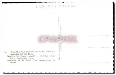 Zaragoza: Basílica do Pilar — vista panorâmica do rio Ebre — Garcia Garrabella y Cia. — Verso