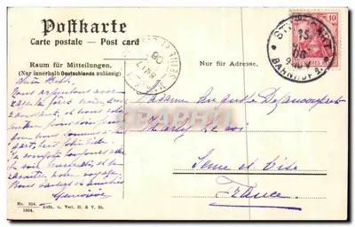 Stuttgart. Ruína do Lusthaus nos Jardins Reais — editor H. & V. St., n° 954 — Verso