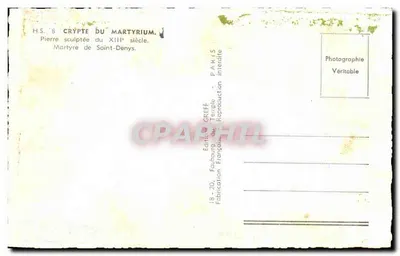Crypte du Martyrium — Martyre de Saint-Denys — Éditeur GREFF, Faubourg Temple — Verso