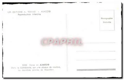 Catedral de Ajaccio — Últimas palavras de Napoleão — Edições A. Tomasi — Verso