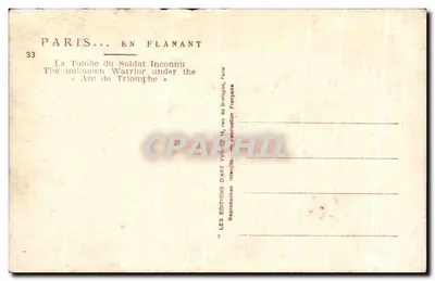 Tombe du Soldat Inconnu — Arc de Triomphe — Éditions d'Art Yvon — Rewers
