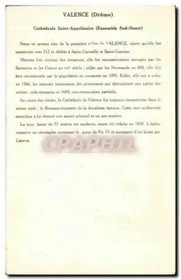 Valence (Drôme) — Katedra św. Appolinaira (Zespół Środkowego Zachodu) — Kolekcja Kolarsine i Solution Pautanberge, 4. seria — Rewers