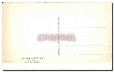 Il Gouffre de Padirac — Saint-Céré (Lot) — Éditions J. Vertu — Verso