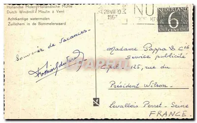 Moinho de vento — Zuilichem in de Bommelerwaard — editor não visível — Verso