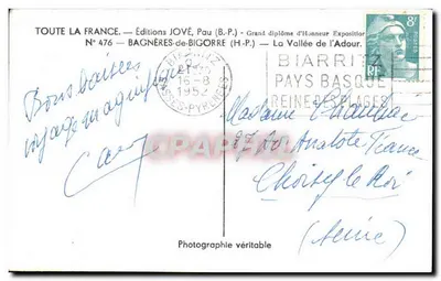A Vale do Adour — Bagnères-de-Bigorre — Edições JOVÉ, Pau — Verso
