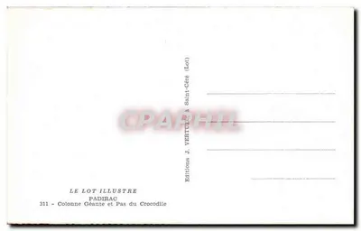 Columna Gigante y Paso del Cocodrilo — Padirac — Ediciones J. Vertull (Lote) — Reverso