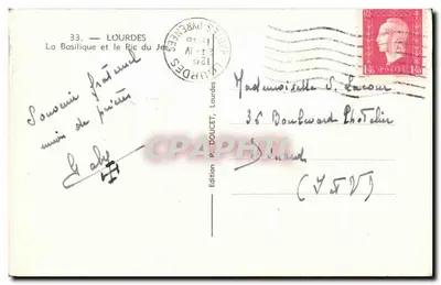 Lourdes — A Basílica e o Ric du Jean — Edição P. Doucet — Verso