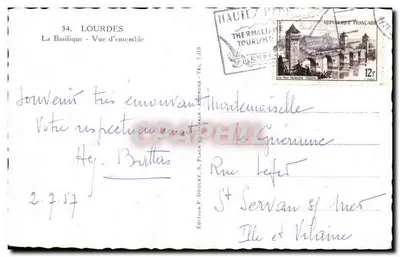 Lourdes — A Basílica — Vista geral — Edição P. Doucet — Verso