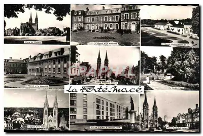 La Ferté-Macé — Vista panorâmica do hospital, da maternidade, da igreja e do jardim público — editor Letellier Paris