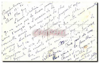 Deux cerfs dans un paysage hivernal — maison enneigée au fond — éditeur JoB — Verso