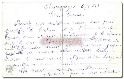Otwarty książka — zimowy krajobraz z chałupą i kościołem — Wydawnictwo Univers Paris N° 214 — Rewers