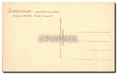 Zamek w Blois — Schody Franciszka I — Wydawnictwo Art YVON — Rewers