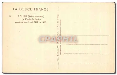 Rouen — Palácio de Justiça — Les Éditions d'Art Yvon — Verso