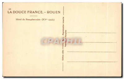 Hôtel du Bourgtheroulde — Rouen — Wydawnictwo Art YVON — Rewers