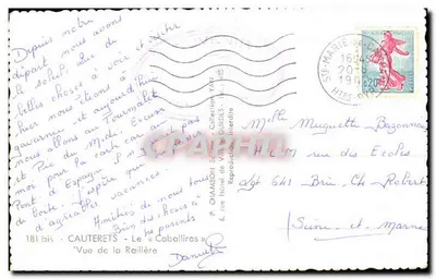 Cauterets — Widok na Raillière — P. CHAMBON Wydawca Miasta Ordes — Rewers