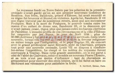 Porta de Vézelay — ruínas históricas da França — editor F. Nathan, Paris, n° 71 — Verso