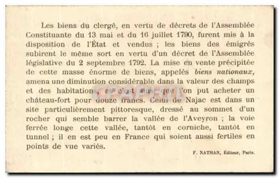 Castello di Najac — rovine storiche — F. Nathan, Parigi — Verso
