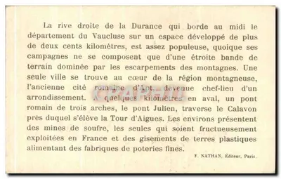 La Tour d'Aigues — XI-wieczny donjon romański (przebudowany) i ruiny zamku z XVI wieku należącego do barona de Cental — Ruiny historyczne Francji, n°6 — Rewers