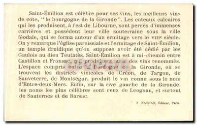 Donjon królewski w Saint-Émilion, blisko Libourne (Gironde) — historyczne ruiny Francji — F. Nathan, Paryż, nr 46 — Rewers