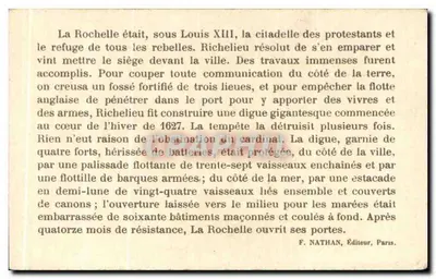 Torri di La Rochelle — Ruine storiche della Francia — F. Nathan, Parigi — Verso