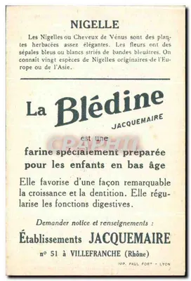Nigelle — Blédine para crianças — Estabelecimentos Jacquemaire — Verso