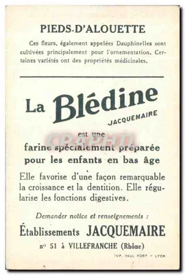 Pés de Alouette — Blédine — Estabelecimentos Jacquemaire — Verso