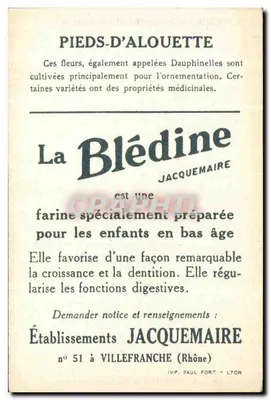 Blédine — Pés de Alouette — Estabelecimentos Jacquemaire — Verso