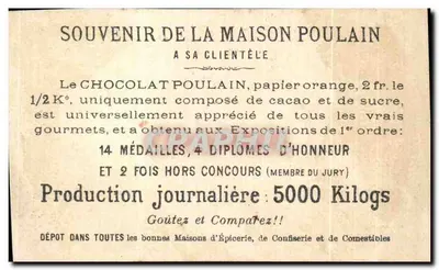 Gimnastyka — dzieci w ćwiczeniach — Chocolat Poulain, nr PL.560 — Rewers