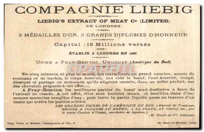 Dois crianças brincando com ferramentas — publicidade para o extrato de carne Liebig — editor E. Plon et Cie, Paris — Verso