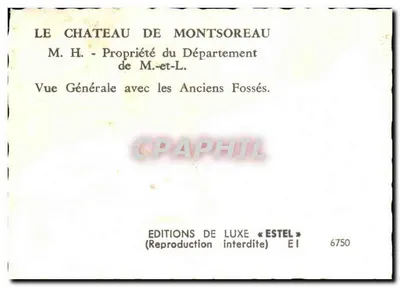 Castelo de Montsoreau — Vista geral com os antigos fosse — Éditions de Luxe « Estel » EI 6750 — Verso