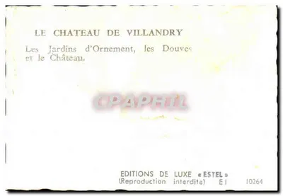 Castelo de Villandry — Jardins de ornamentação, fosso e castelo — Éditions de Luxe « Estel » EI 10264 — Verso