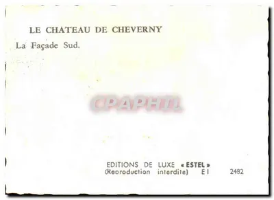 Zamek w Cheverny — Façada Południowa — Wydawnictwo « Estel » nr 2482 — Rewers