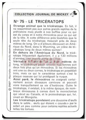 Tricératops — Coleção Journal de Mickey n°75 — SNEF - Hachette — Verso
