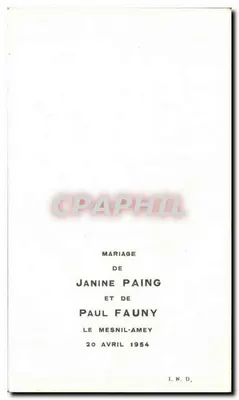 Casamento — Janine Paing e Paul Fauny — impresso na Bélgica — Verso