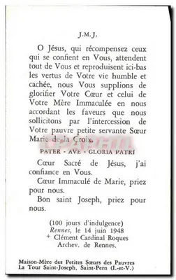 Jeanne Jugan — Statue — F. Marie B. — Rewers