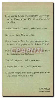 Notre-Dame w Lourdes - Niezgarnienna Konstytucja - Zrzeszenia Braci Młodzieży — Rewers