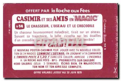 La Roche aux Fées — Casimir e seus amigos em Magic — N°14 — Verso