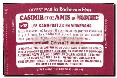 ला रोच अक्स फ़ेएस — कैसिमिर और उसके दोस्त एक अंगूर के उत्पादक के रूप में — प्रकाशक बेल्कोडाप, संख्या 17 — पीछे