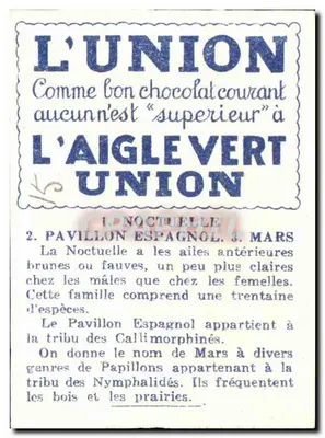 Insetos — 3 espécies ilustradas — L'Union — Verso