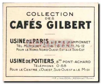Casa Egípcia — Série XV, N° 6 — Cafés Gilbert — Verso