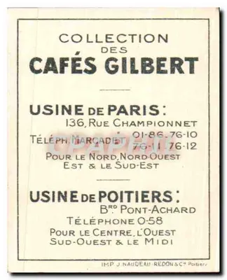 Fauvette rousserolle — seria XIX, N°5 — Cafés Gilbert — Rewers