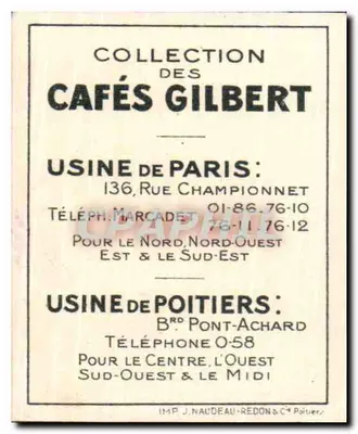 Linot — Série XIX — Cafés Gilbert N° 8 — Verso