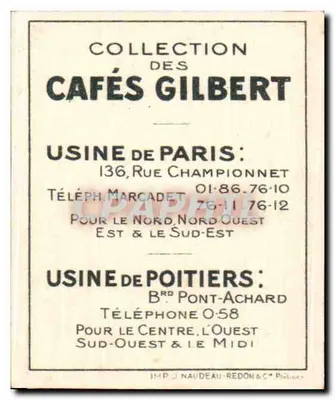 Perdrix bartavelle — Série II — Cafés Gilbert N°10 — Rewers