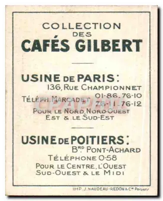 Morue — Série XXIII — Cafés Gilbert N°6 — Verso