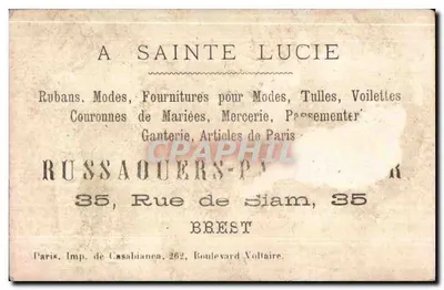 Santa Lúcia — Crianças brincando — Russaouers-Pastezeur, 35 Rue de Siam - Brest — Verso