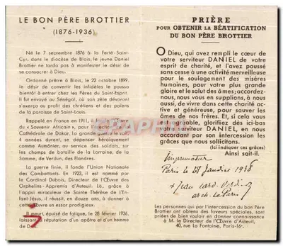 O Pai Daniel Brottier — Velório e oração pela sua beatificação — Fot. Boivin — Verso