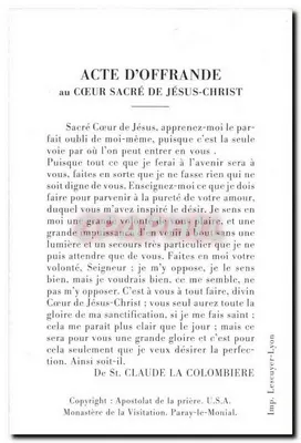 Jesu-Cristo — Coração Sagrado — Imp. Lescuyer-Lyon — Verso
