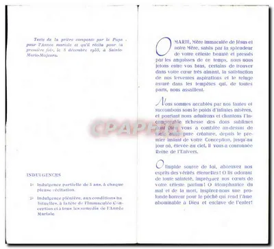 Papież — Modlitwa na rok marianki — IMP. BONNE PRESSE PARIS — Rewers